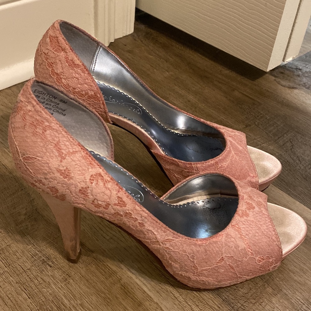 Pink lace heels